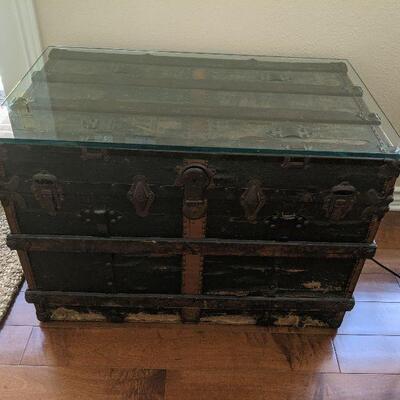 Antique trunk with glass top