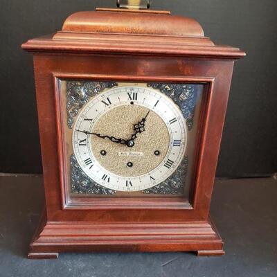 Beautiful Seth Thomas 8 Day Quarter Hour with Westminster Chime Clock. Clock is a very heavy wood with brass detailing on the face. Key...