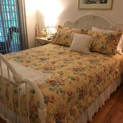 Beautiful queen size white iron framed bed measures 60x 87