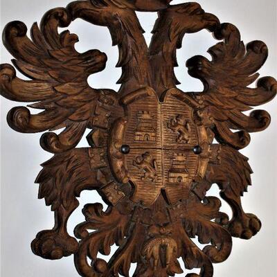 Large wooden crest.