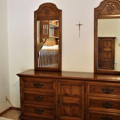 Large dual mirror dresser with lingerie drawers.