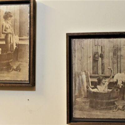 Bathroom artwork.