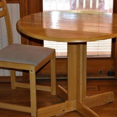 Cute oak drop leaf table with chair.  