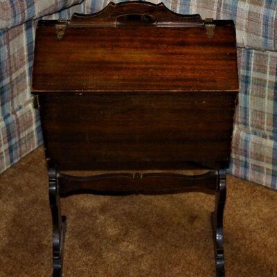 Antique wooden sewing box.