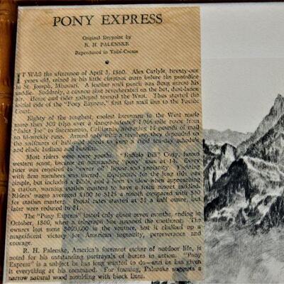 RH Palenske "Pony Express" Dry Point Etching signed.