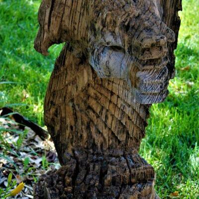 Carved driftwood American Bald Eagle.