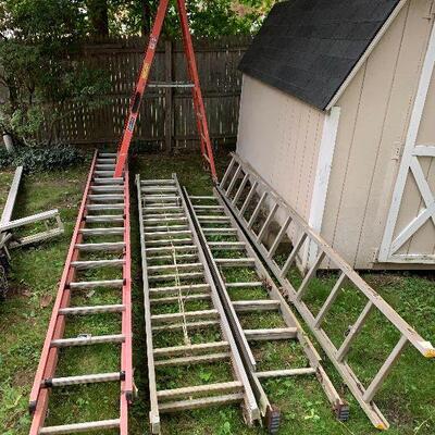Extension ladders: 10', 12', 12' and 16'. Ladders sold as is, untested