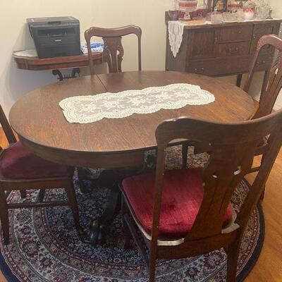 Claw foot oak table with chairs! 