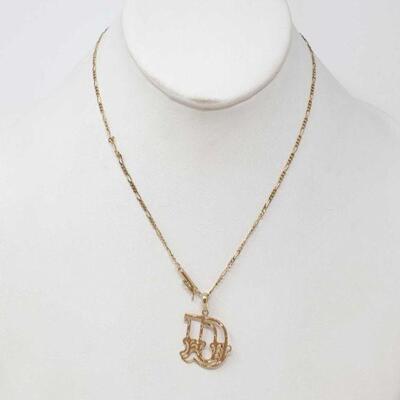 #1168 â€¢ 14k Gold Chain With "D" Pendant, 4.8g