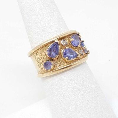#1180 â€¢ 14k Gold Ring With Diamonds & Amethyst, 7.9g