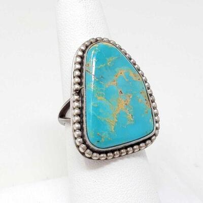 #1540 • Sterling Silver Turquoise Ring, 12.8g