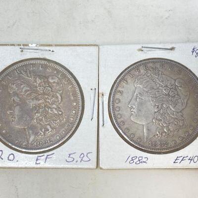 #1778 • 2 1882 Morgan Silver Dollars