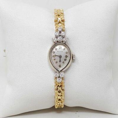 #1100 â€¢ 14k Gold Diamond Vintage Bulova Watch, 18.7g