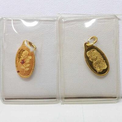 #1054 â€¢ 2 .999 Gold Pendants, 1g Each