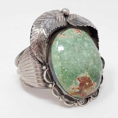 #1504 â€¢ Sterling Silver With Green Turquoise, 89.2g