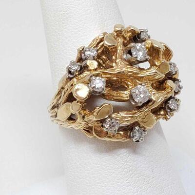 #1120 â€¢ 14k Gold Ring With Diamonds, 14g
