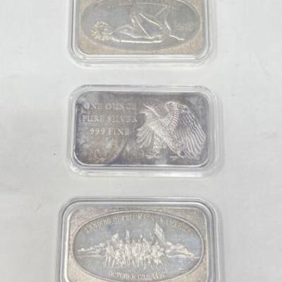 #1728 • Set of 3 .999 One ozt Silver Bars

