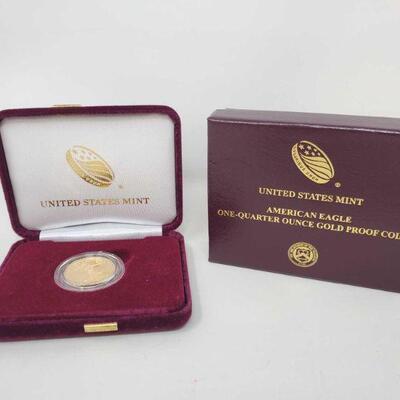 1714 • United States 2019 American Eagle 1/4 oz Gold Coin in Box
