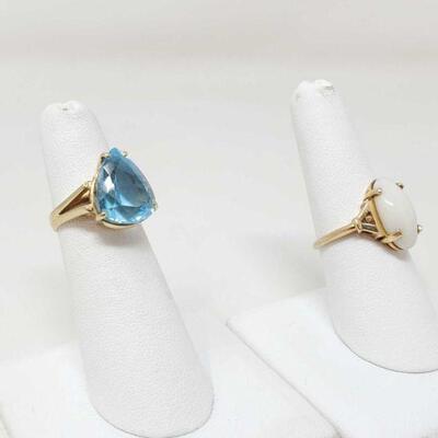 #1202 â€¢ 2 14k Gold Rings, 9.2g approx size 7.5 & 4.5 