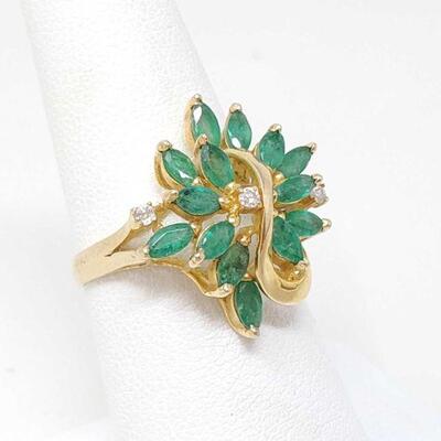 #1126 â€¢ 14k Gold Ring With Jadeite And Diamond, 4g