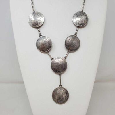 #1501 â€¢ Sterling Silver Morgan Silver Dollar Lariat Necklace