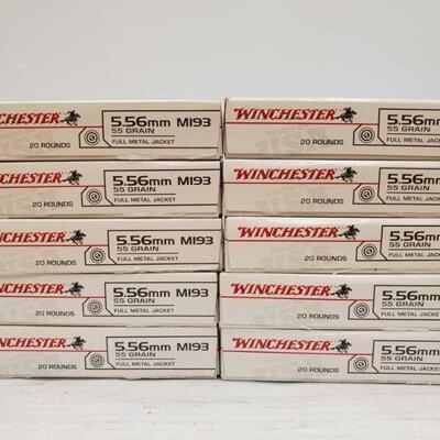 #852 â€¢ 200 Rounds Of New In Box Winchester 5.56 mm 55 GR FMJ
