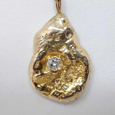 #1112 â€¢ 14k Gold Diamond Pendant, 14.2g