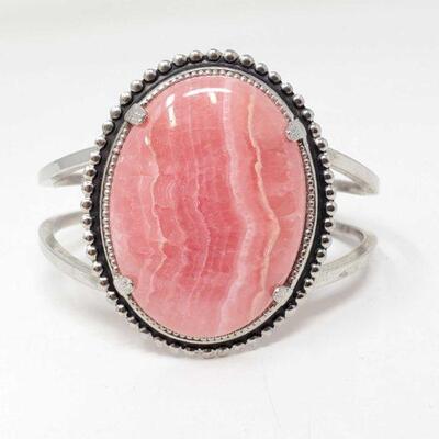 #1508 â€¢ Sterling Silver Rhodochrosite Cuff, 41.9g