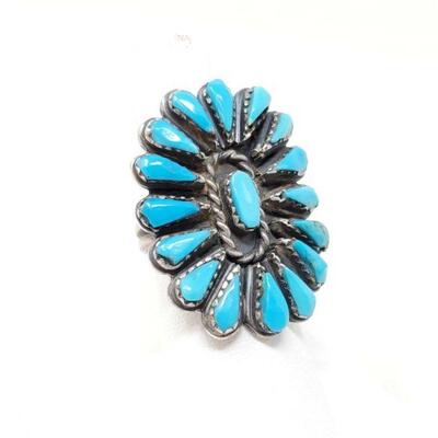 #1542 • Sterling SilverRing With Turquoise, 11.6g