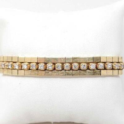 #1132 â€¢ 14k Gold Bracelet With Diamonds, 35.6g#1132 â€¢ 14k Gold Bracelet With Diamonds, 35.6g