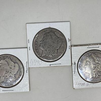 #1766 • 1896, 1899, 1900 Morgan Silver Dollars