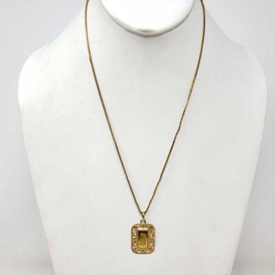 #1056 â€¢ 14k Gold Necklace With 1g .999 Fine Gold Bar Pendant, 8g