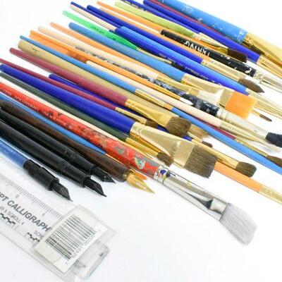 38 Paint Brushes / Sheaffer Fountain Pens & More