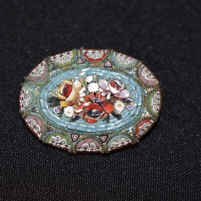 Millefiori Glass Brooch - 1 1/2"