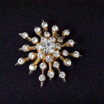1 1/2" Starburst Rhinestone Brooch