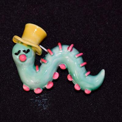 Lisner Enameled Worm / Caterpillar Brooch