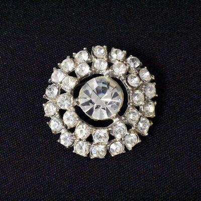 1 1/2" Clear Rhinestone Brooch