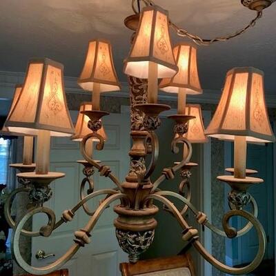 Chandelier with two matching lamps. Chandelier $75