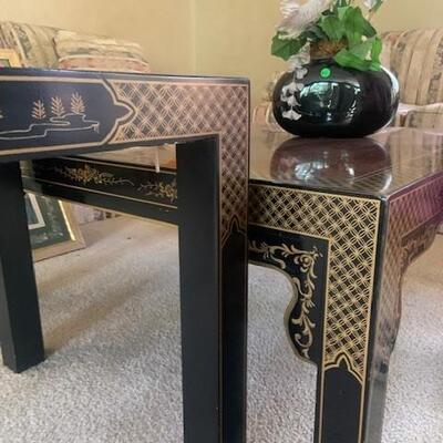 Vintage Drexel Heritage Et Cetera Chinoiserie Lacquer Coffee Table and End Table = $300 set