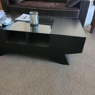 modern wood and glass center table