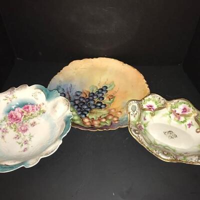Set of 3 decorative bowls from Gibson, Haviland France and the 3rd is unmarked.