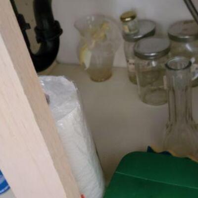 mason jars , plastic trash bags, miscellaneous