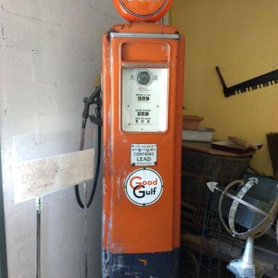 Vintage Gas Pump Wired For Light