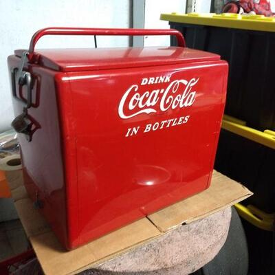 Fantastic Vintage Coca-Cola Cooler with Sandwich Basket and Opener