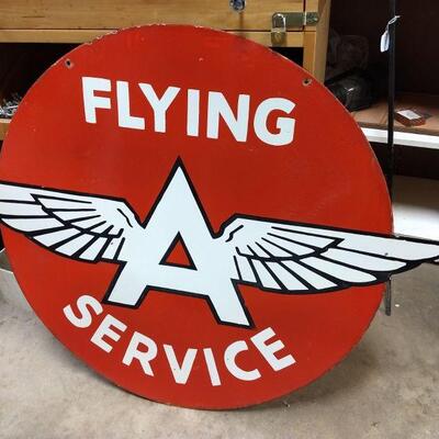 Vintage Double Sided Porcelain Flying A Service Sign