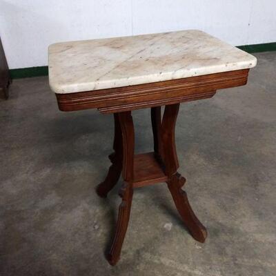 Vintage Eastlake Side Table with Marble Top