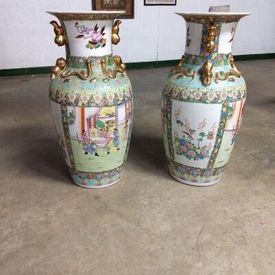 Large Chinoiserie Floor Vases