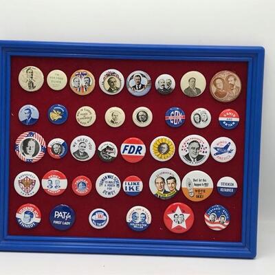 This lot contains a variety of vintage presidential buttons. Here you will find Wilson, Teddy and Franklin Roosevelt, Truman, Kennedy,...
