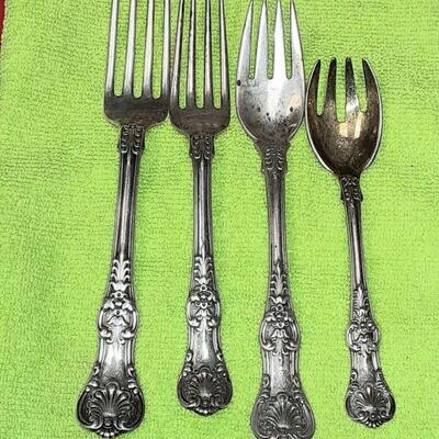 https://www.ebay.com/itm/124776561006	ME3077 USED TIFFANY & CO. LOT OF FOUR STERLING SILVER FORKS KING PATTERN		Auction
