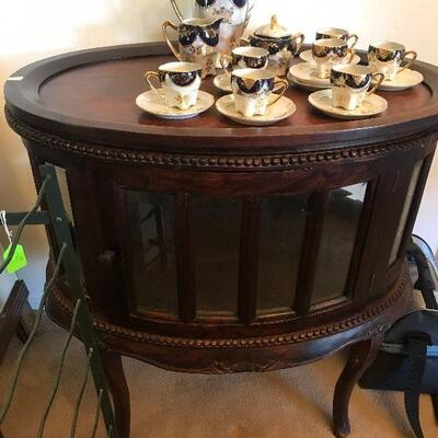 Reproduction Curio Cabinet and Germany Tea Service